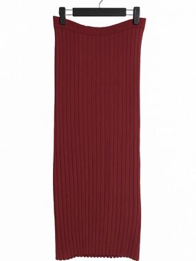 A New Day Burgundy Ribbed Knit Midi Skirt XL